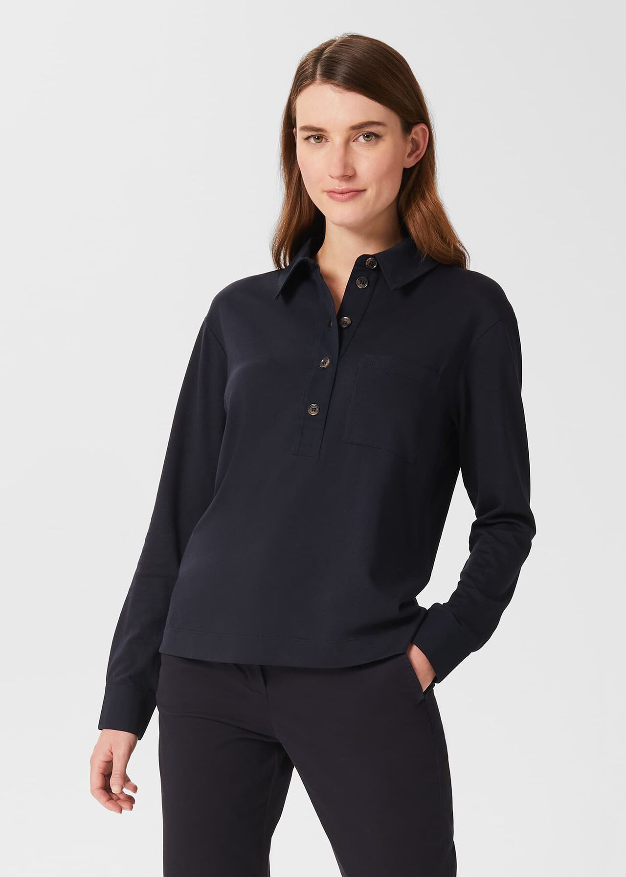 Lillie Polo Shirt, Navy, hi-res