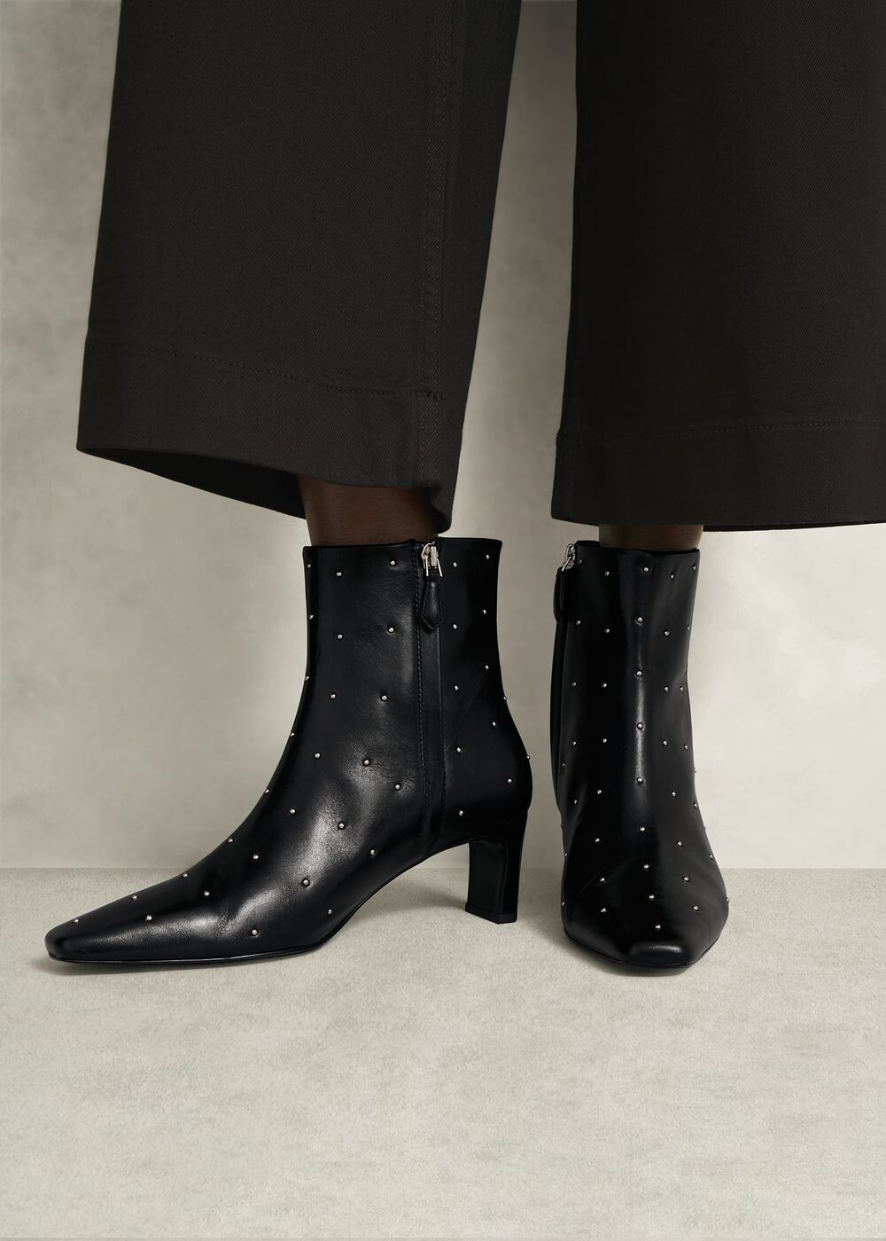 Isla Stud Ankle Boots, Black, hi-res