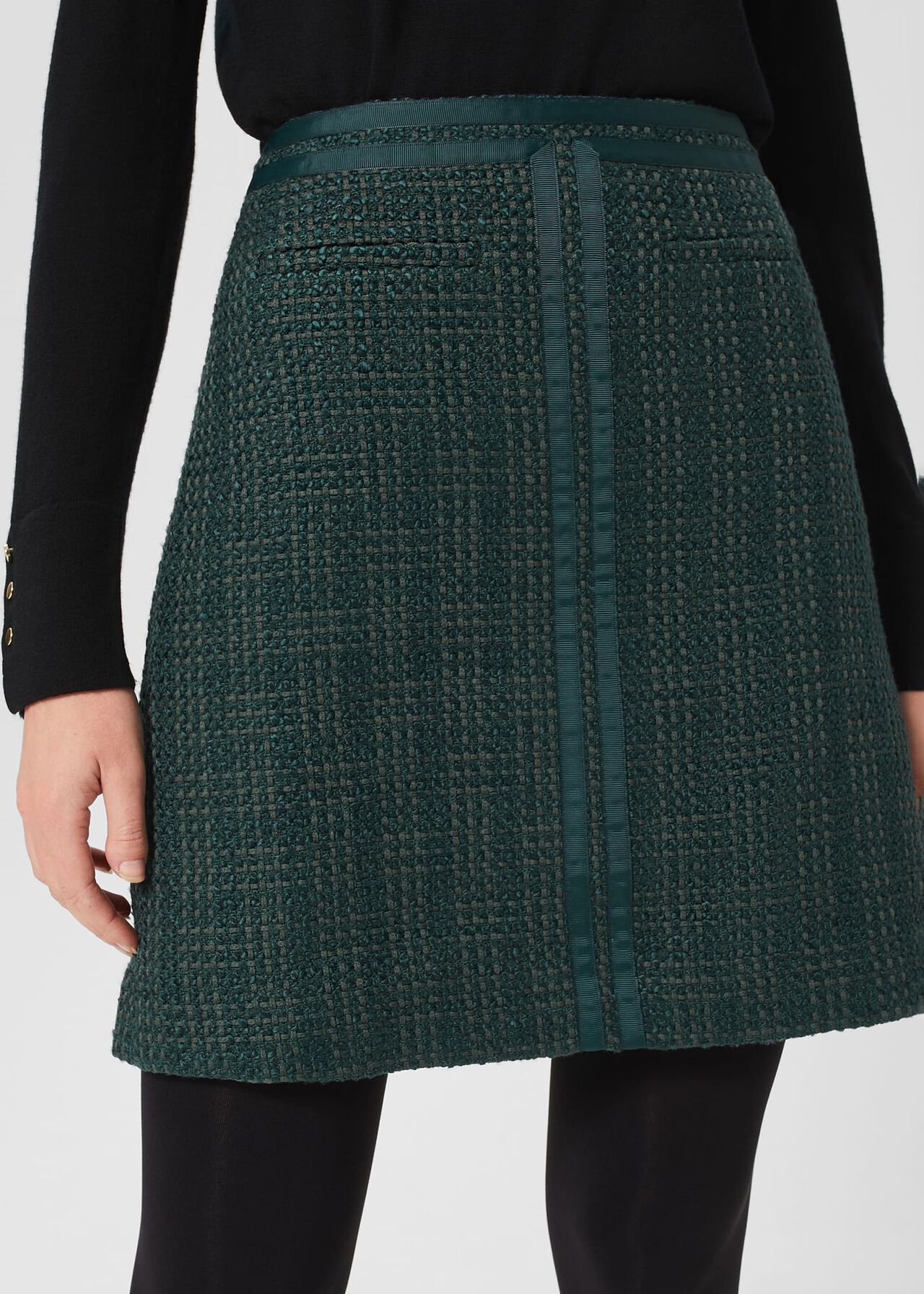 Estella Tweed Skirt, Deep Pine Green, hi-res