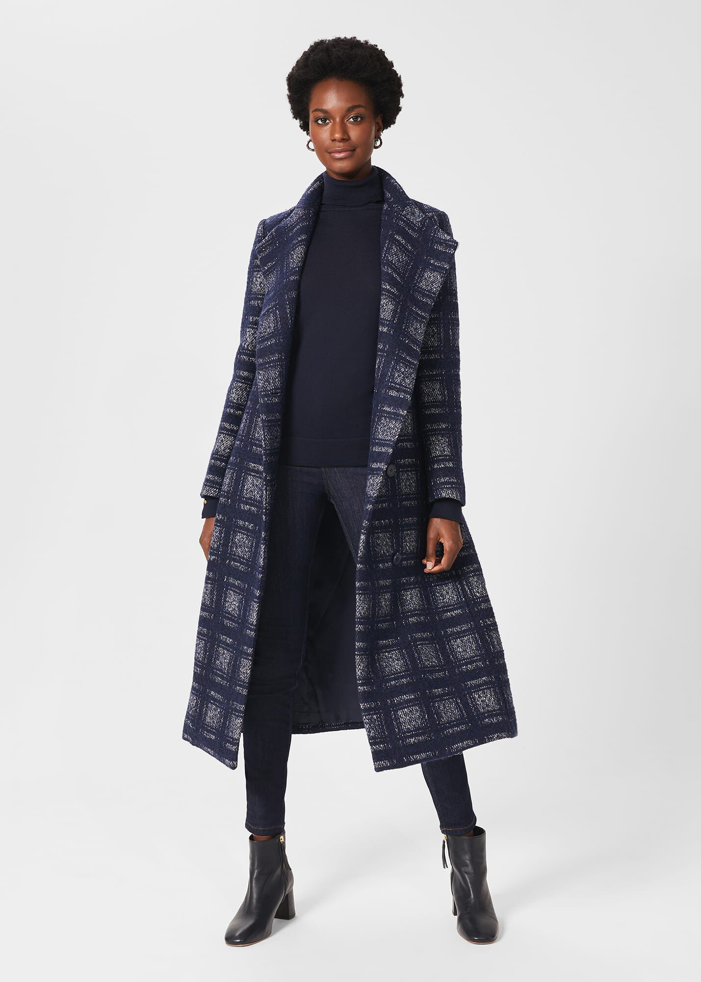 Check discount wrap coat