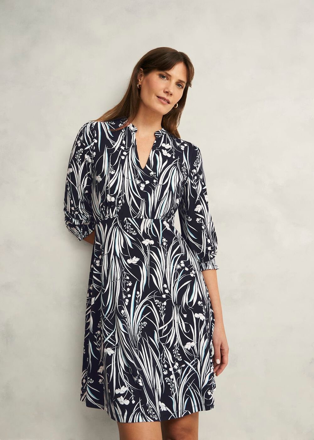 Mollie Jersey Dress, Navy Ivory, hi-res
