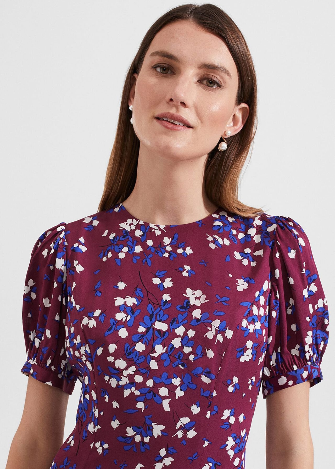 Rochelle Floral Fit And Flare Dress, Purple Multi, hi-res