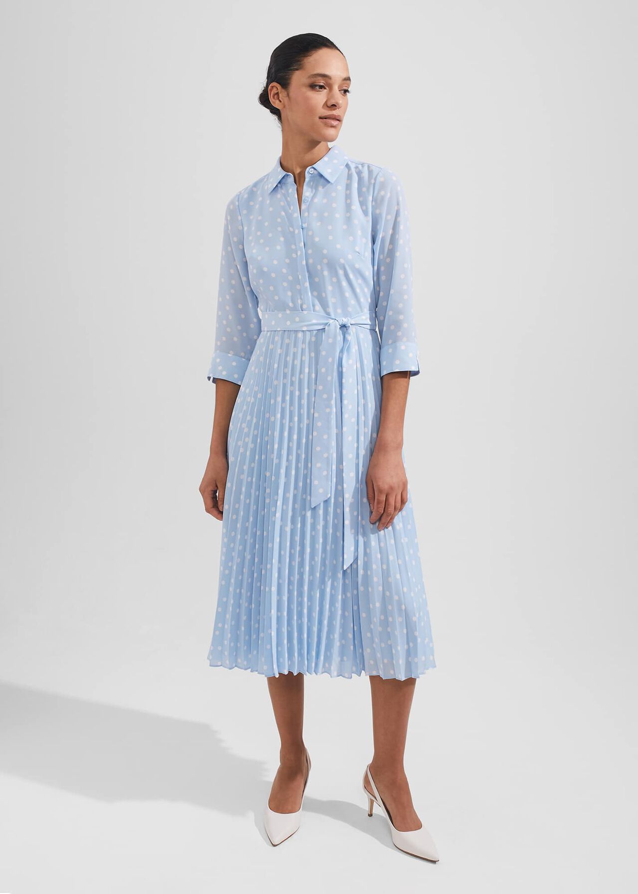 Leona Dress, Dusky Blue Ivry, hi-res