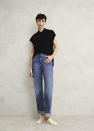 Black Harris High V Neck Knitted Co-ord Tank Top, Hobbs Black, hi-res