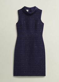 Prisha Sequin Tweed Dress, Midnight Navy, hi-res