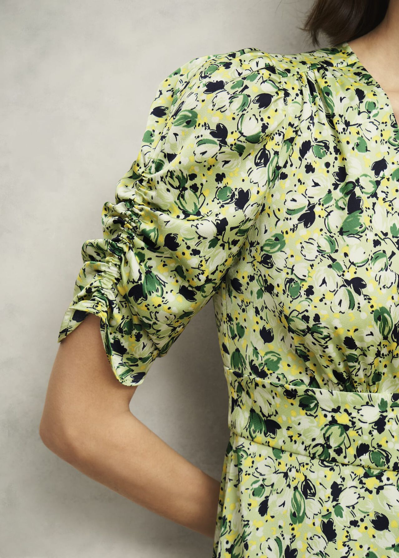 Ennerdale V Neck Midi Dress, Green Multi, hi-res