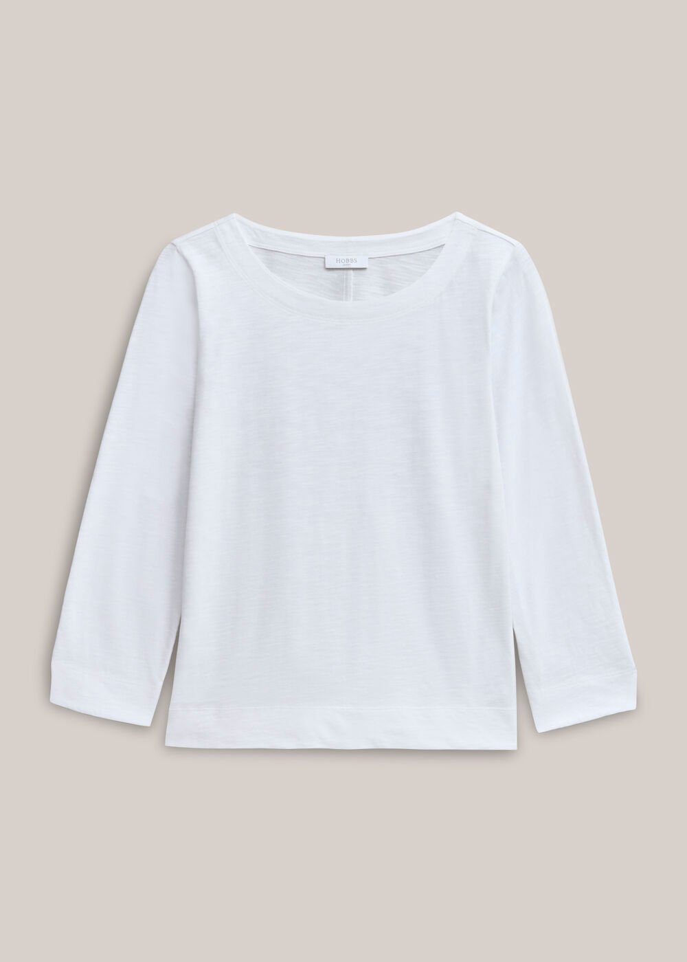 Martie Cotton Slub 3/4 Sleeve Top, White, hi-res