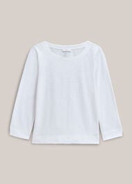 Martie Cotton Slub 3/4 Sleeve Top, White, hi-res