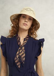 Mylie Straw Hat, Natural Navy, hi-res