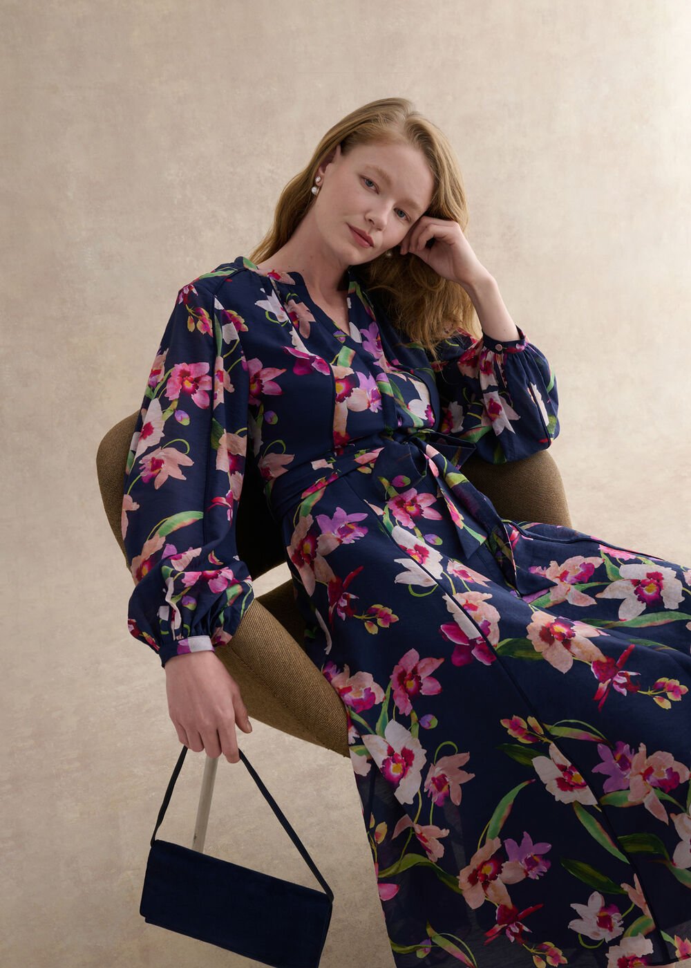 Petite Pippa Floral Waist Tie Dress, Midnight Multi, hi-res