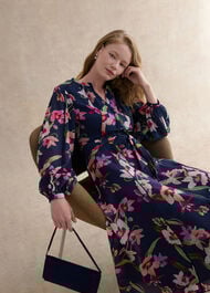 Petite Pippa Floral Waist Tie Dress, Midnight Multi, hi-res