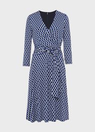 Dina Wrap Dress, Navy Multi, hi-res