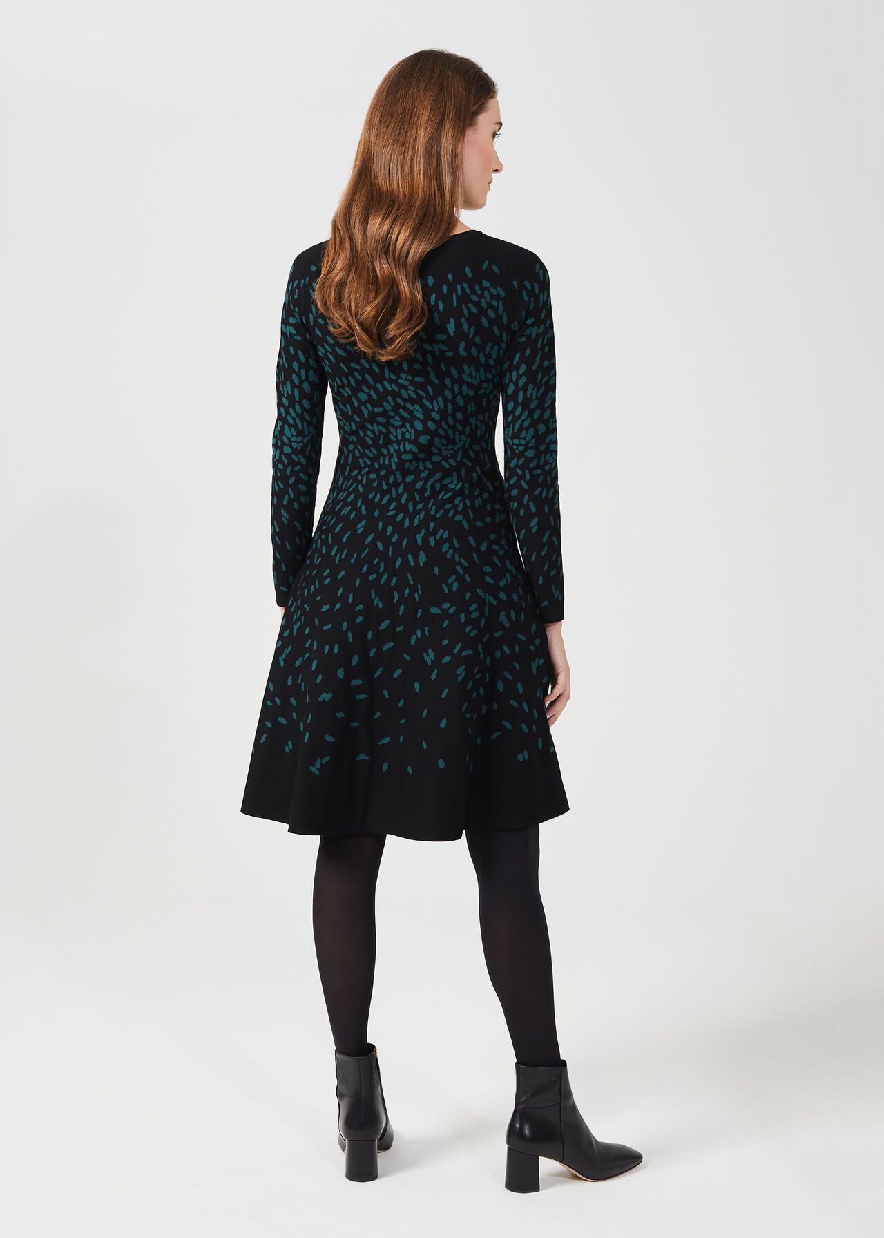Jodie Knitted Dress, Black Green, hi-res