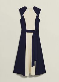 Petite Andrea Colourblock Dress, Navy Cream, hi-res