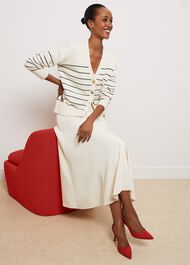 Carleton Cotton Cardigan, Ivory Black, hi-res