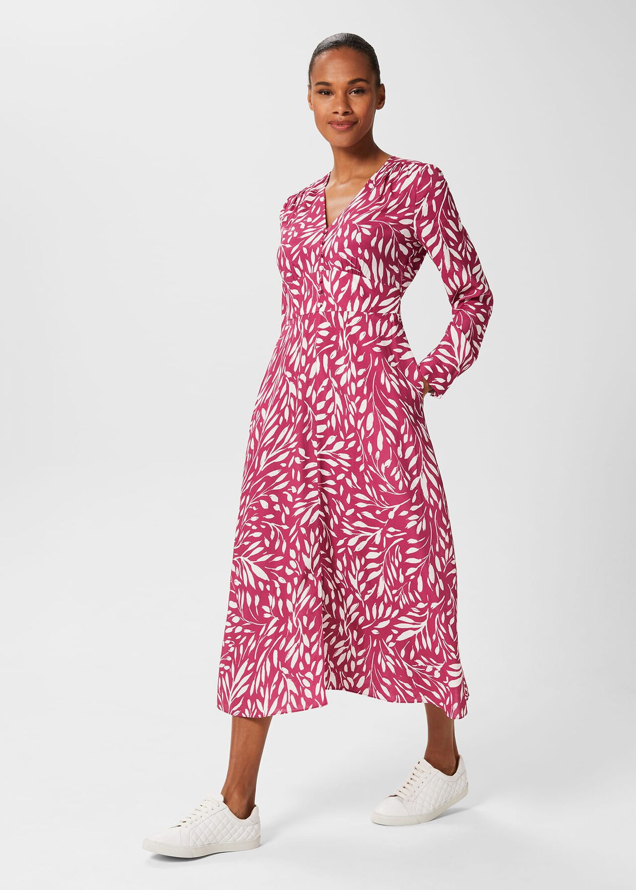 Allison Dress, Magenta Ivory, hi-res