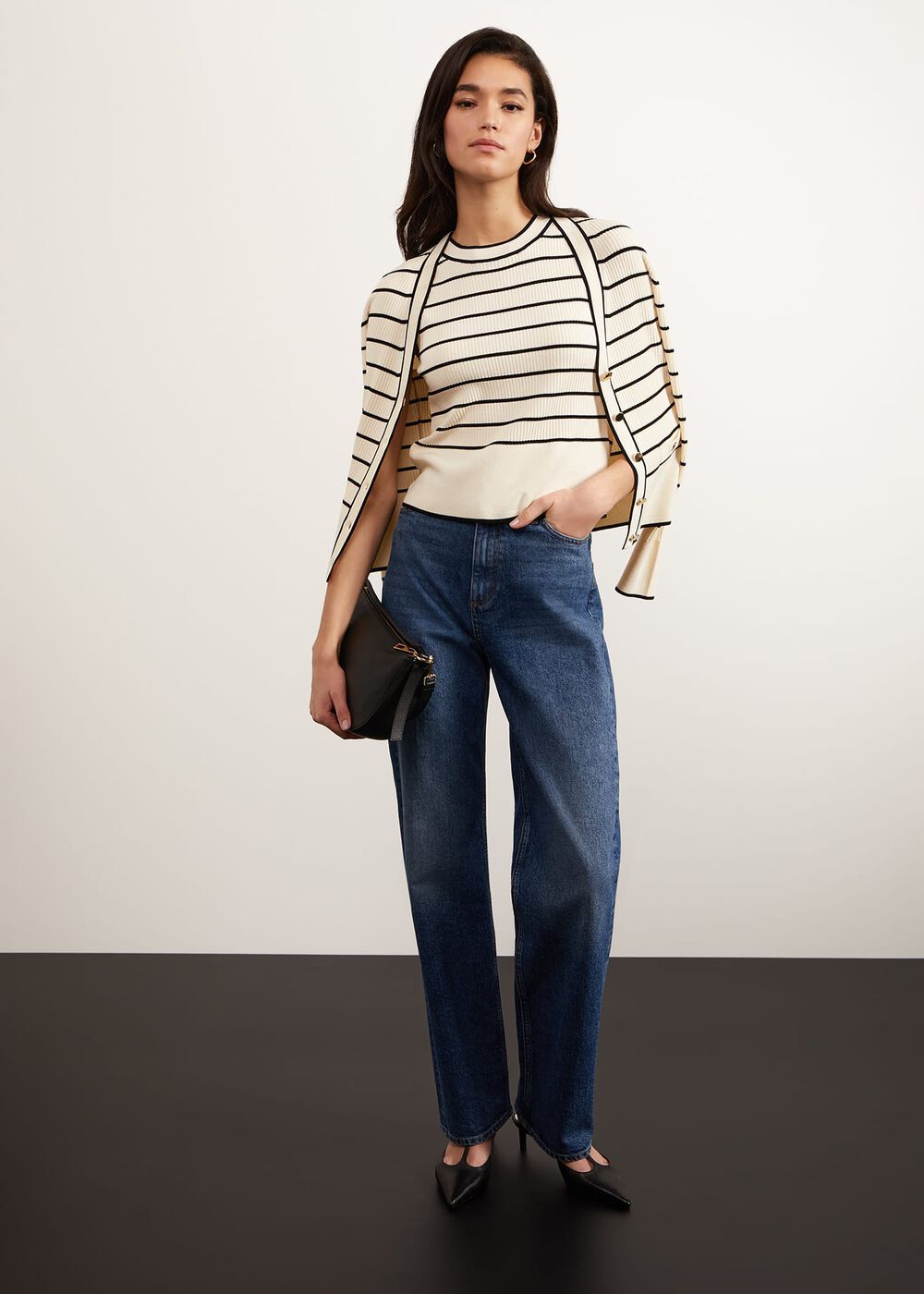 Belmont Cardigan, Ivory Black, hi-res