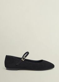 Suede Chrissy Mary Janes, Black, hi-res