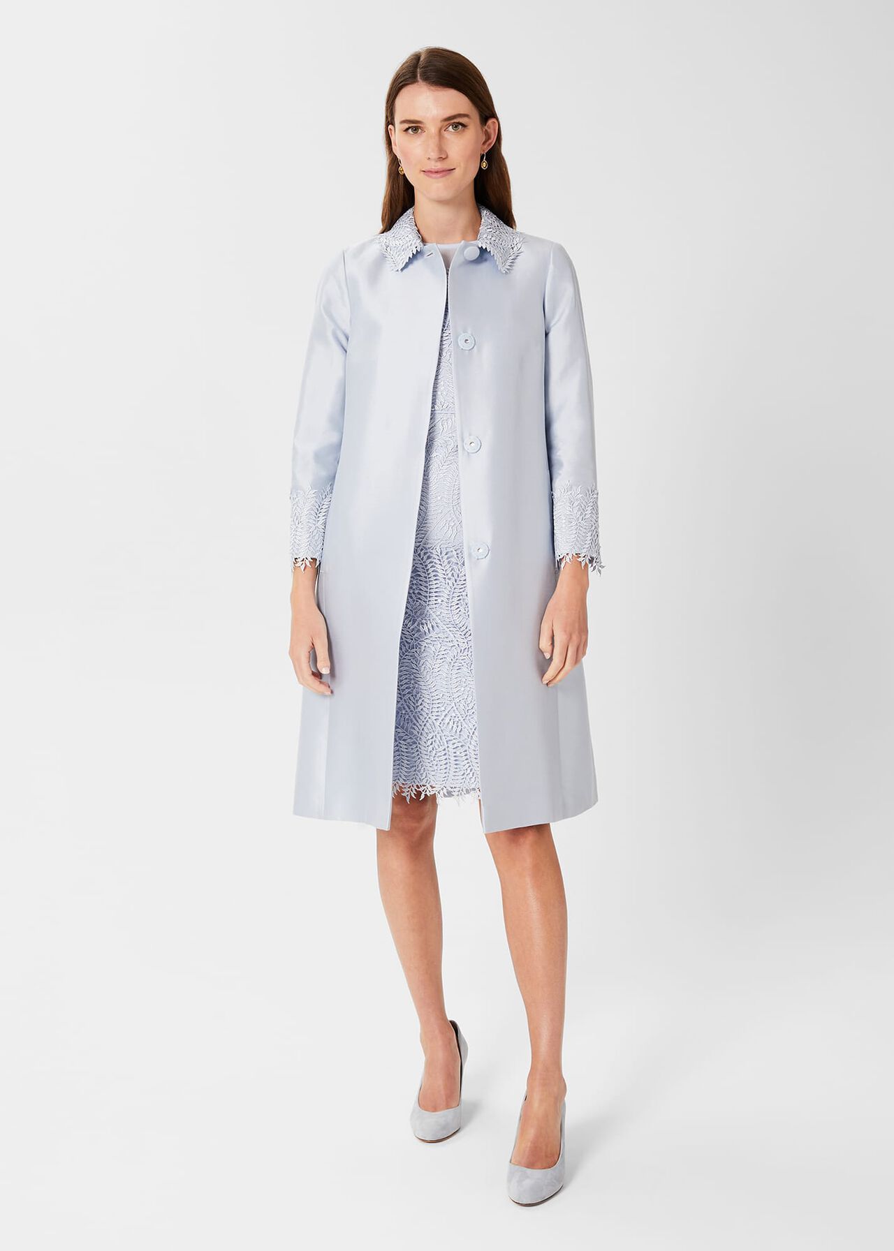 Adela Silk Blend Coat, Pale Blue, hi-res