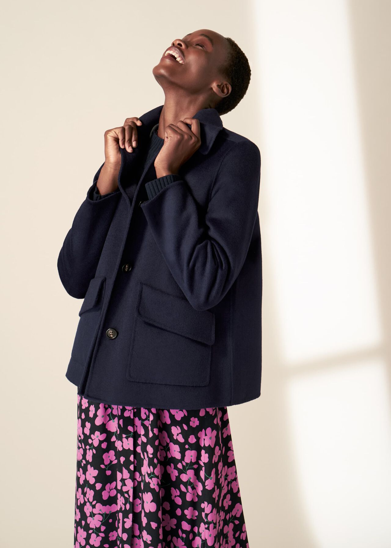 Leanna Wool Blend Double Face Coat, French Blue, hi-res