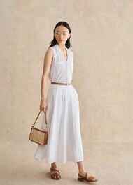 Anais Cotton Slub Sleeveless Slub Shirt, White, hi-res