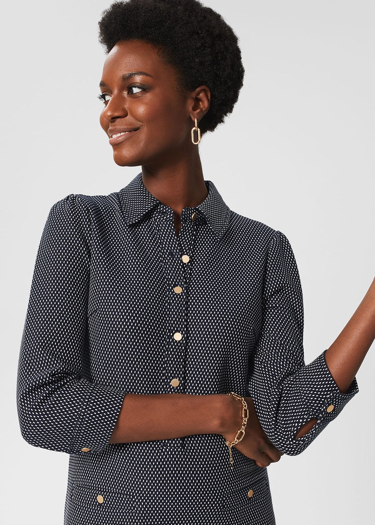 Flavia Ponte Dress, Navy Ivory, hi-res
