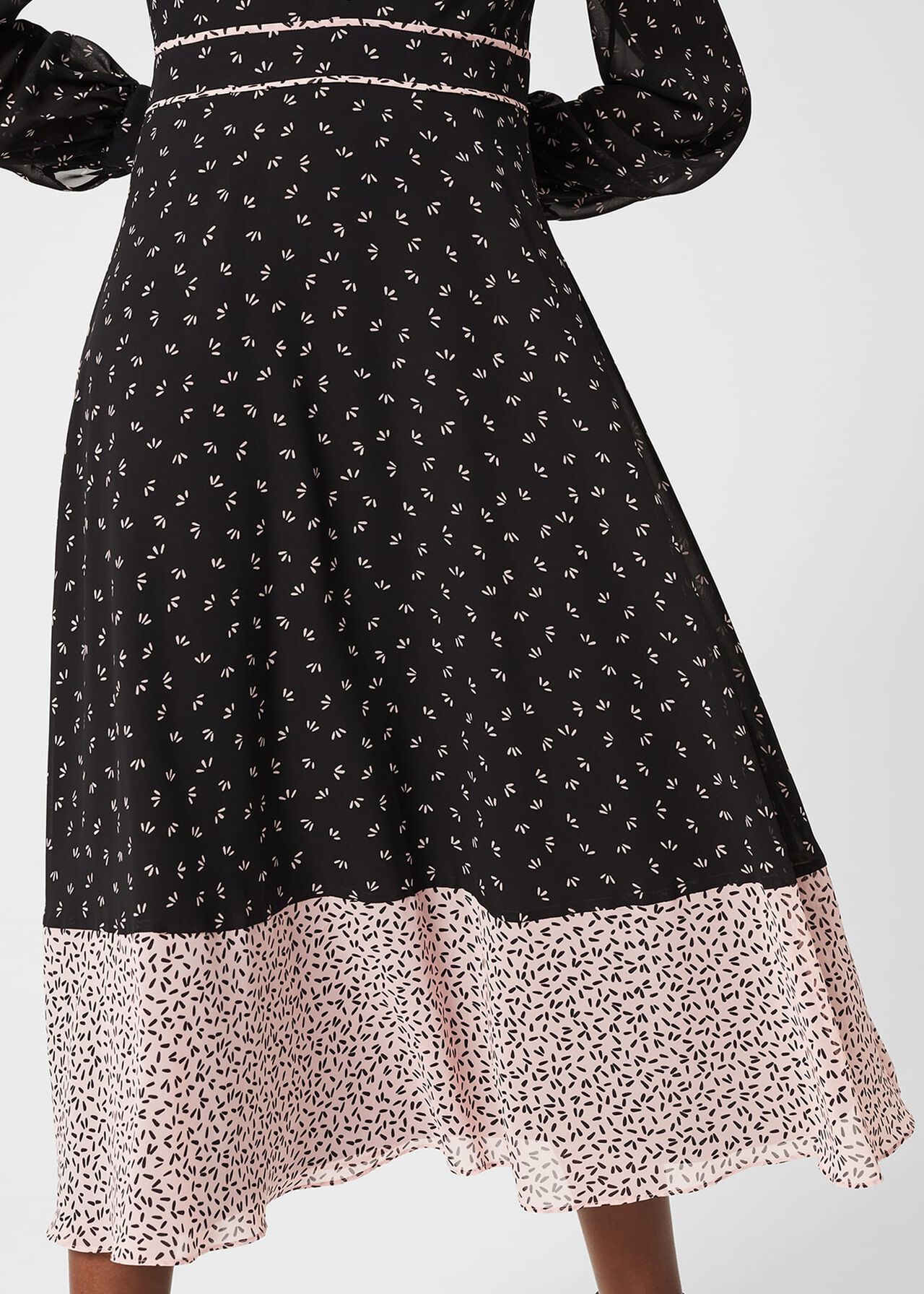 Heidi Printed Midi Dress, Black Pink, hi-res