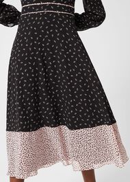 Heidi Printed Midi Dress, Black Pink, hi-res