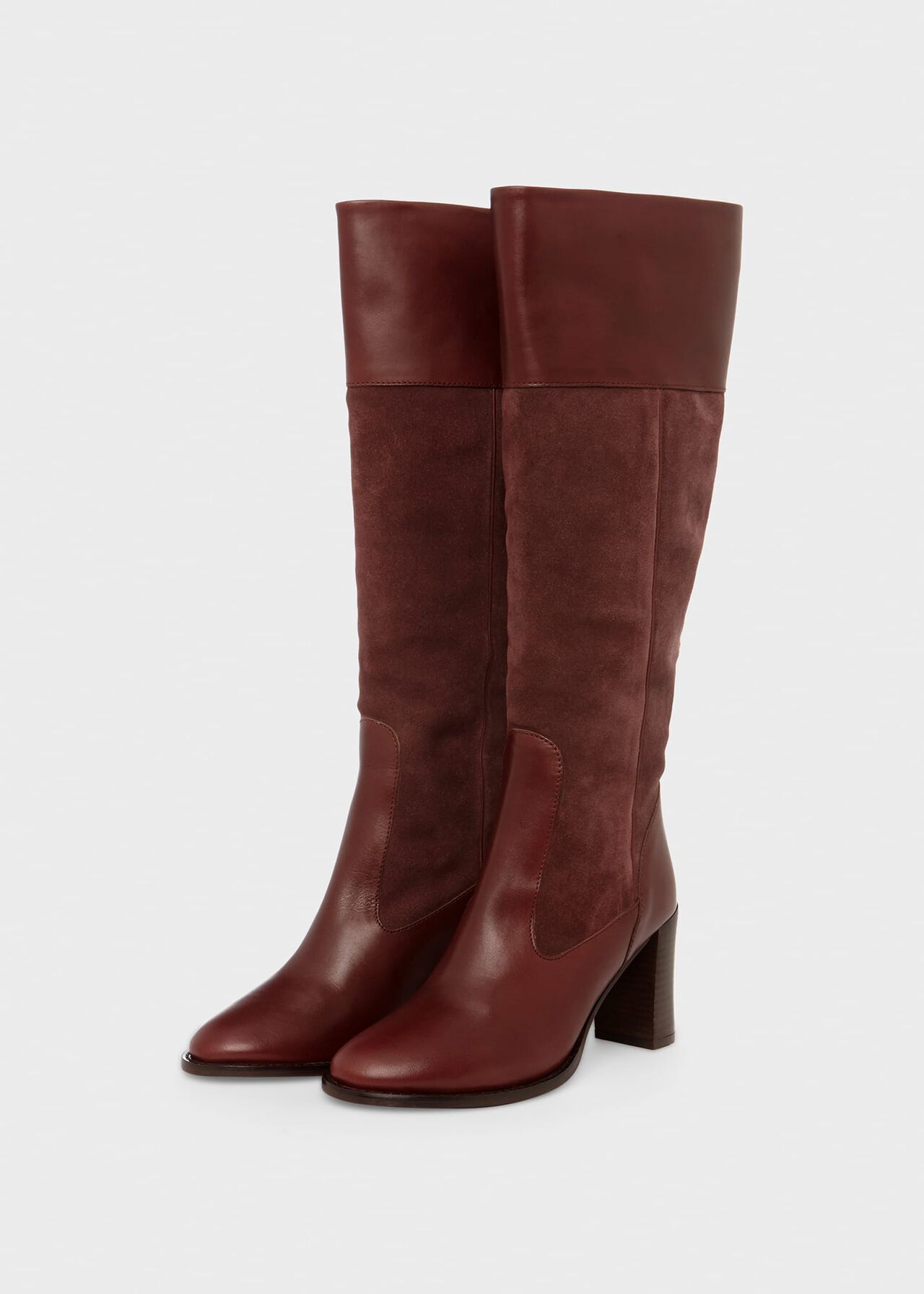 Stephanie Leather Knee Boots, Dark Brown, hi-res