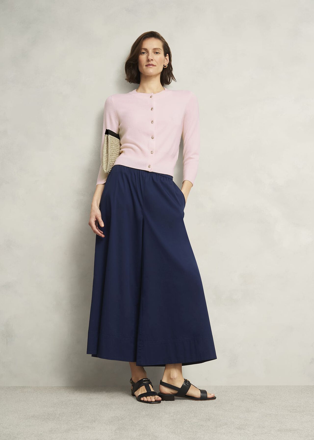 Midnight Navy Ranworth Cotton Blend Culotte, Midnight, hi-res