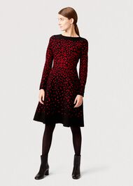 Jodie Knitted Dress, Black Red, hi-res