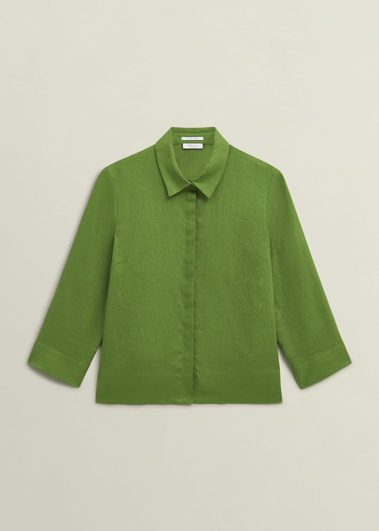 Nita Linen Shirt, Green, hi-res