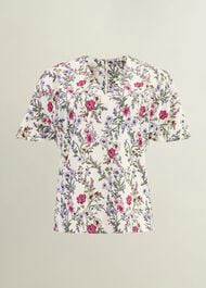 Gigi V Neck Top, Cream Multi, hi-res