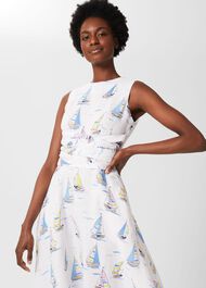 Twitchill Linen Dress, White Multi, hi-res