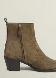 Frankie Suede Western Boots, Dark Tan, hi-res