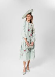 Priya Silk Floral Dress, Sage Green Pink, hi-res