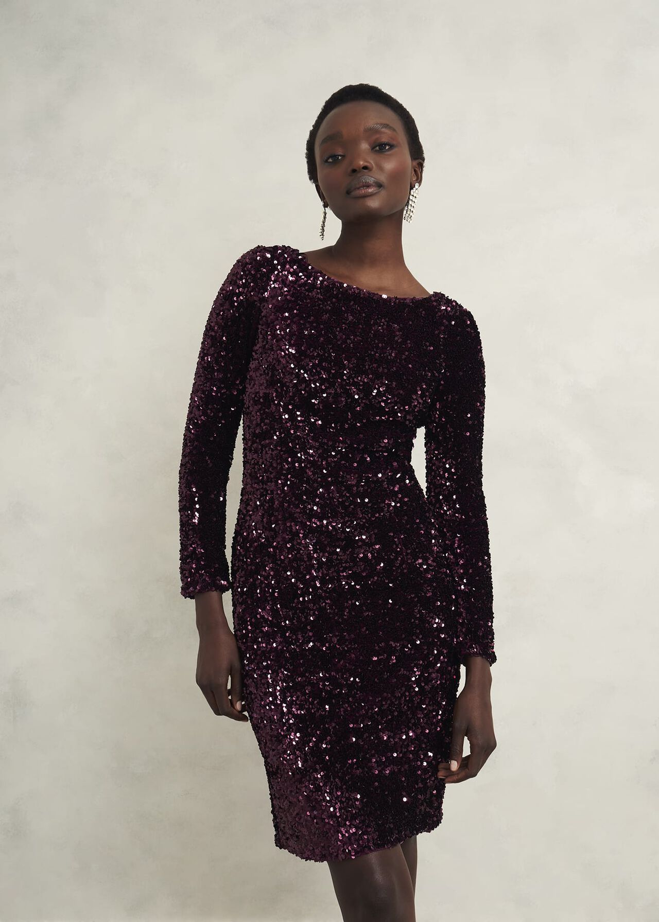 Sawyer Sequin Dress, Warm Plum, hi-res