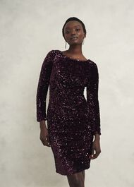 Sawyer Sequin Dress, Warm Plum, hi-res