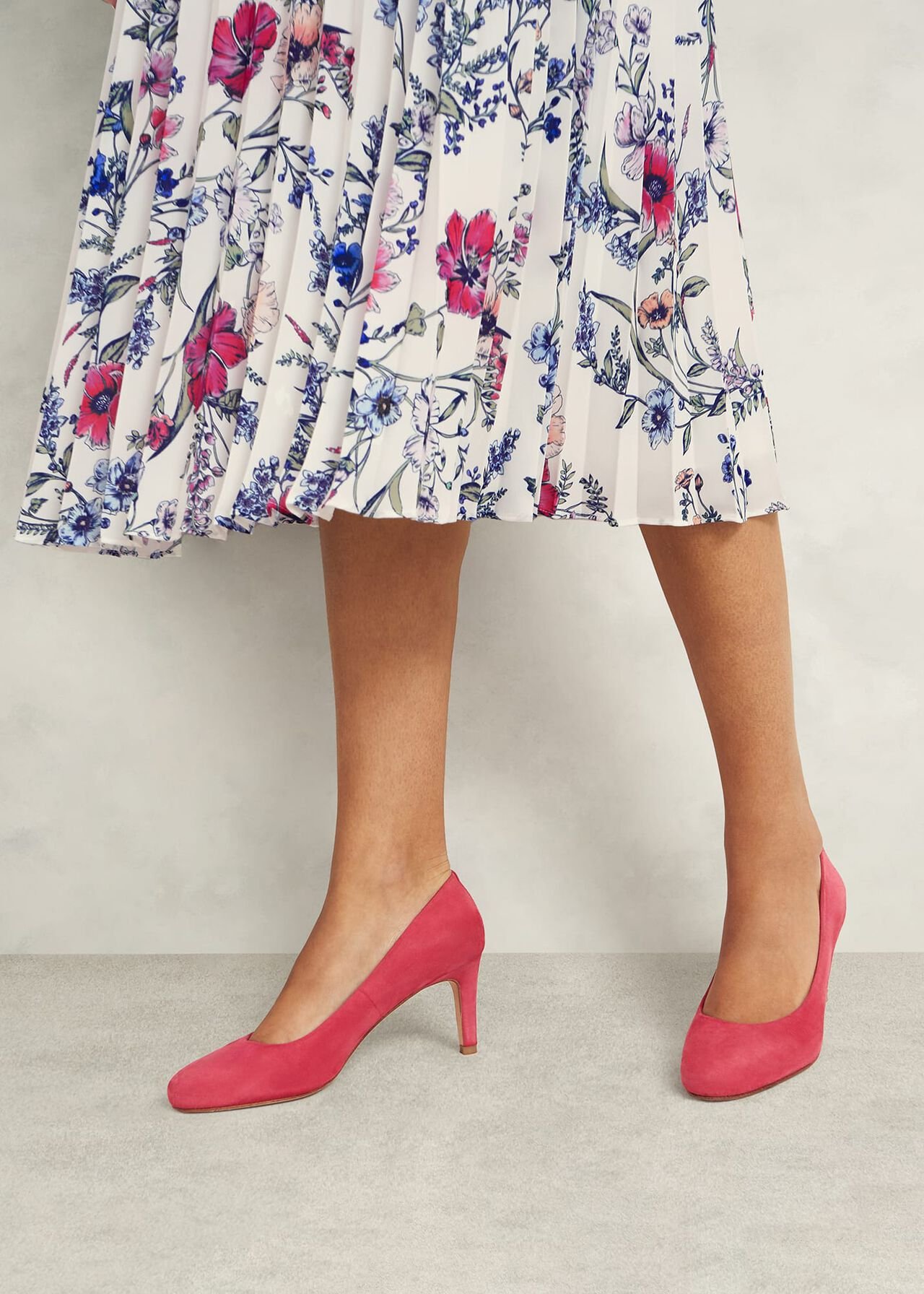 Lizzie Suede Court Shoes, Zinnia Pink, hi-res