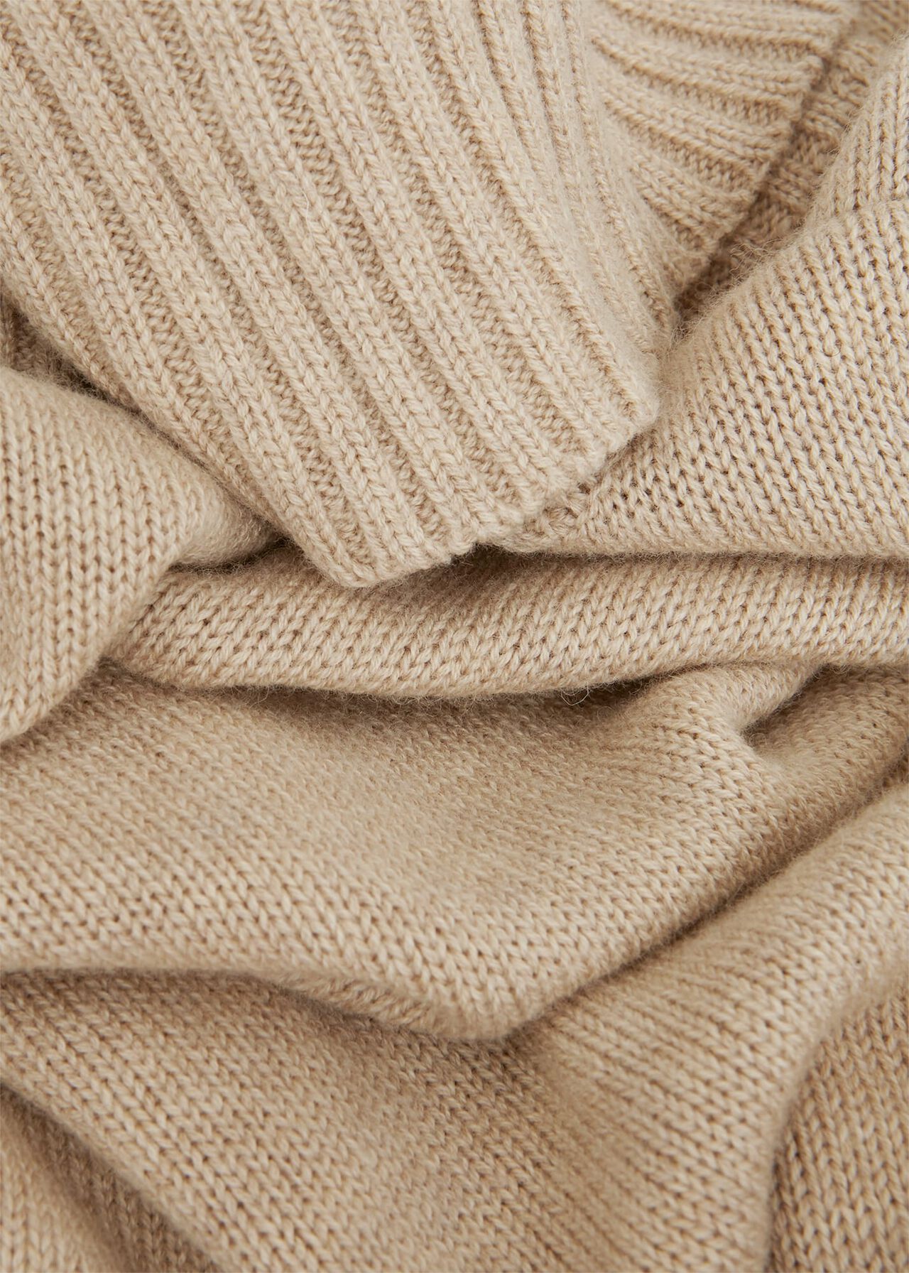 Lovell Co-Ord Wool Cotton Roll Neck Jumper, Oatmeal Marl, hi-res