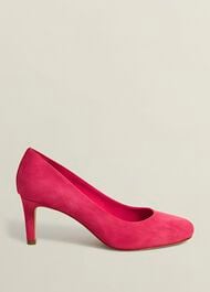 Lizzie Suede Court Shoes, Zinnia Pink, hi-res
