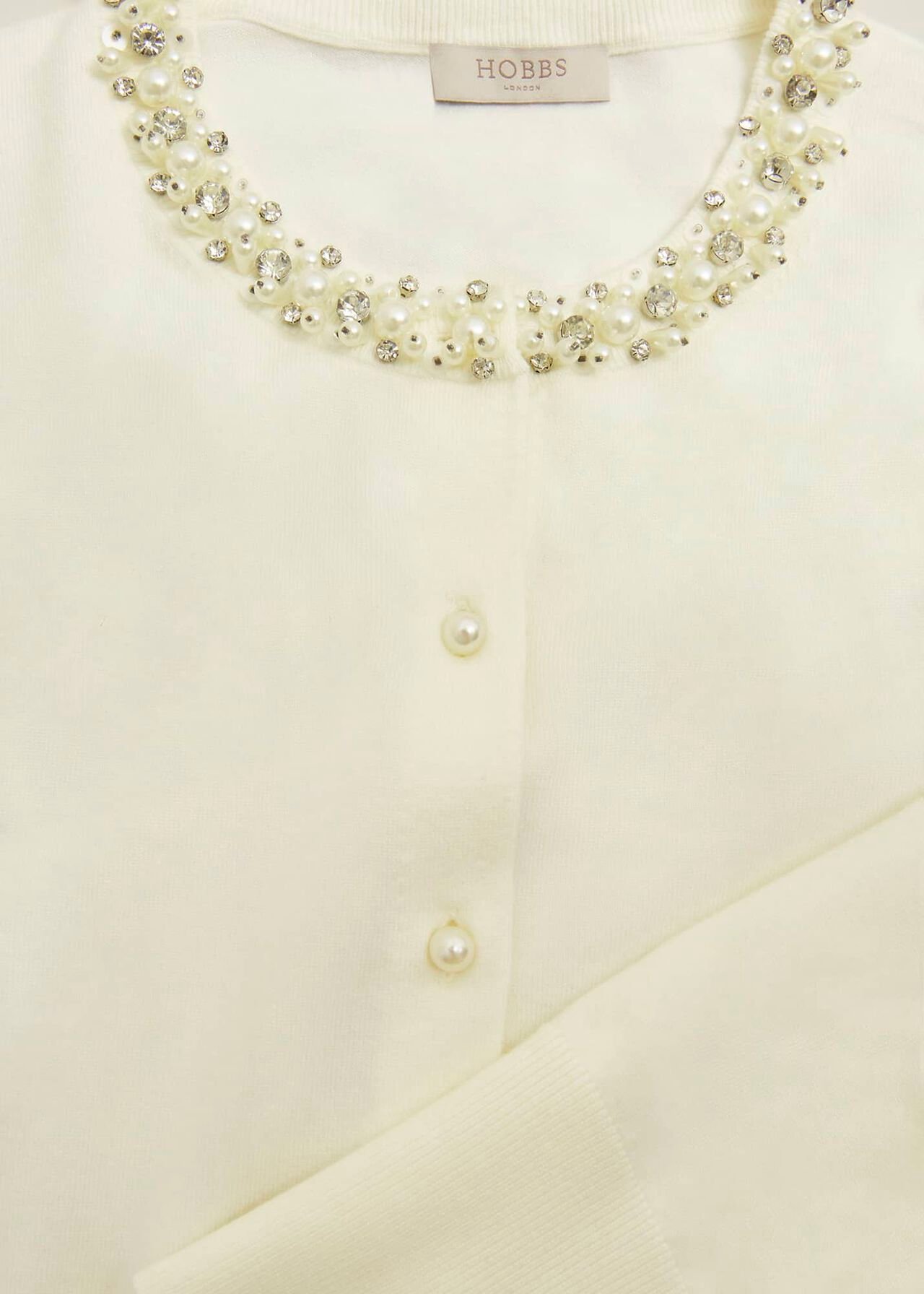 Oakley Beaded Cardigan, Ivory, hi-res