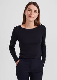 Petula Jumper With Wool, Hobbs Navy, hi-res
