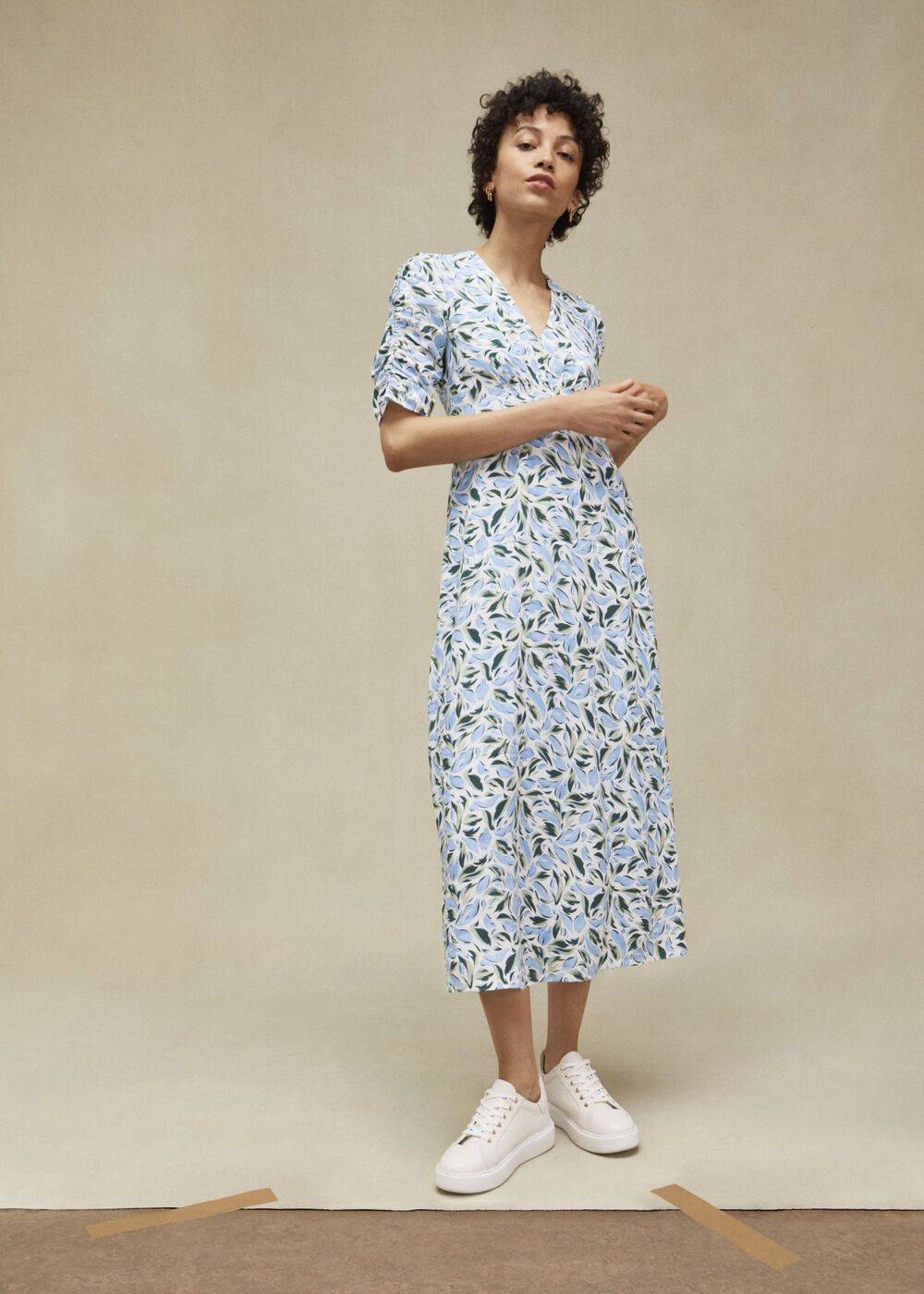 Bonnie Midi Tea Dress, Ivory Multi, hi-res