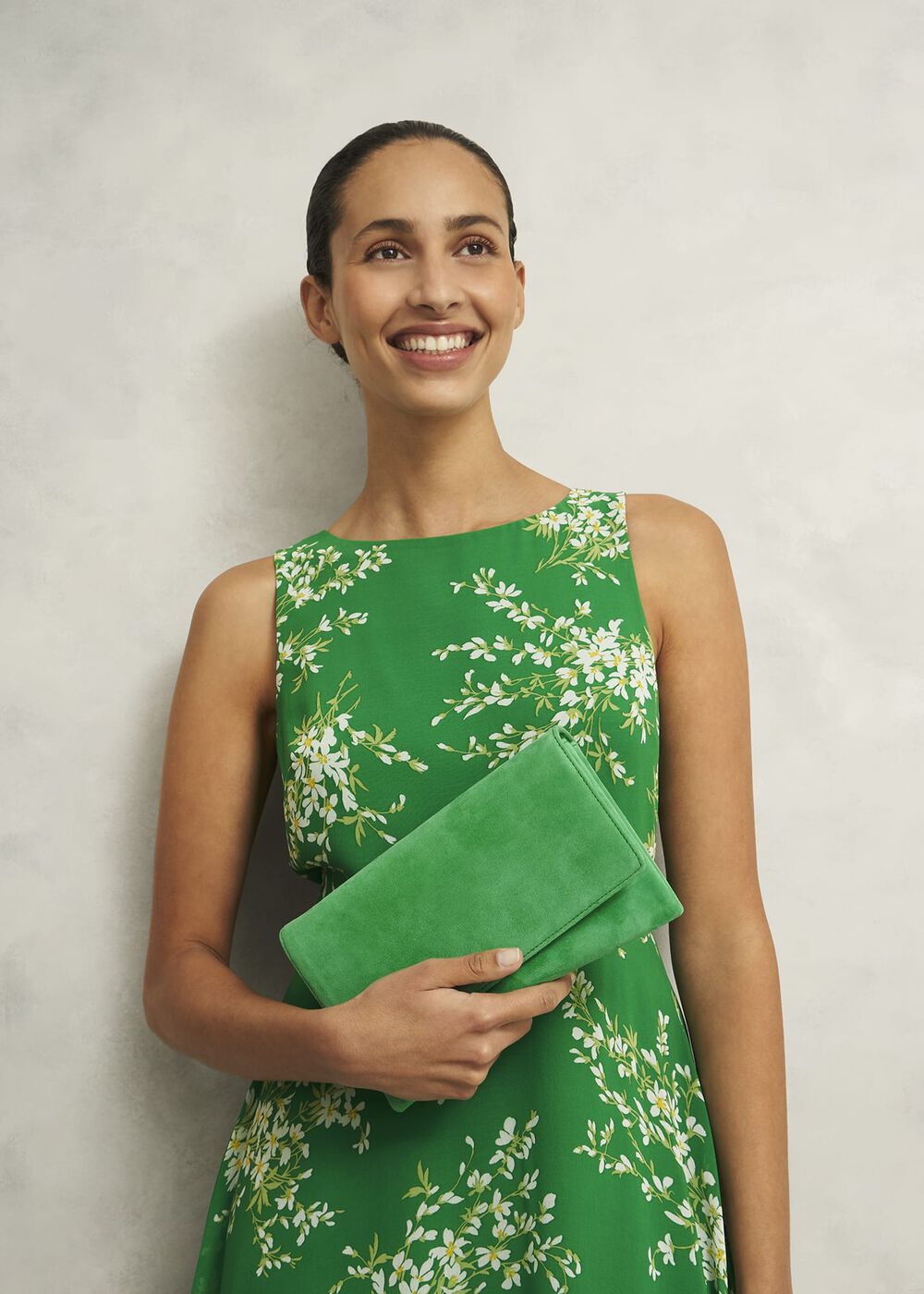 Renata Suede Clutch, Cilantro Green, hi-res