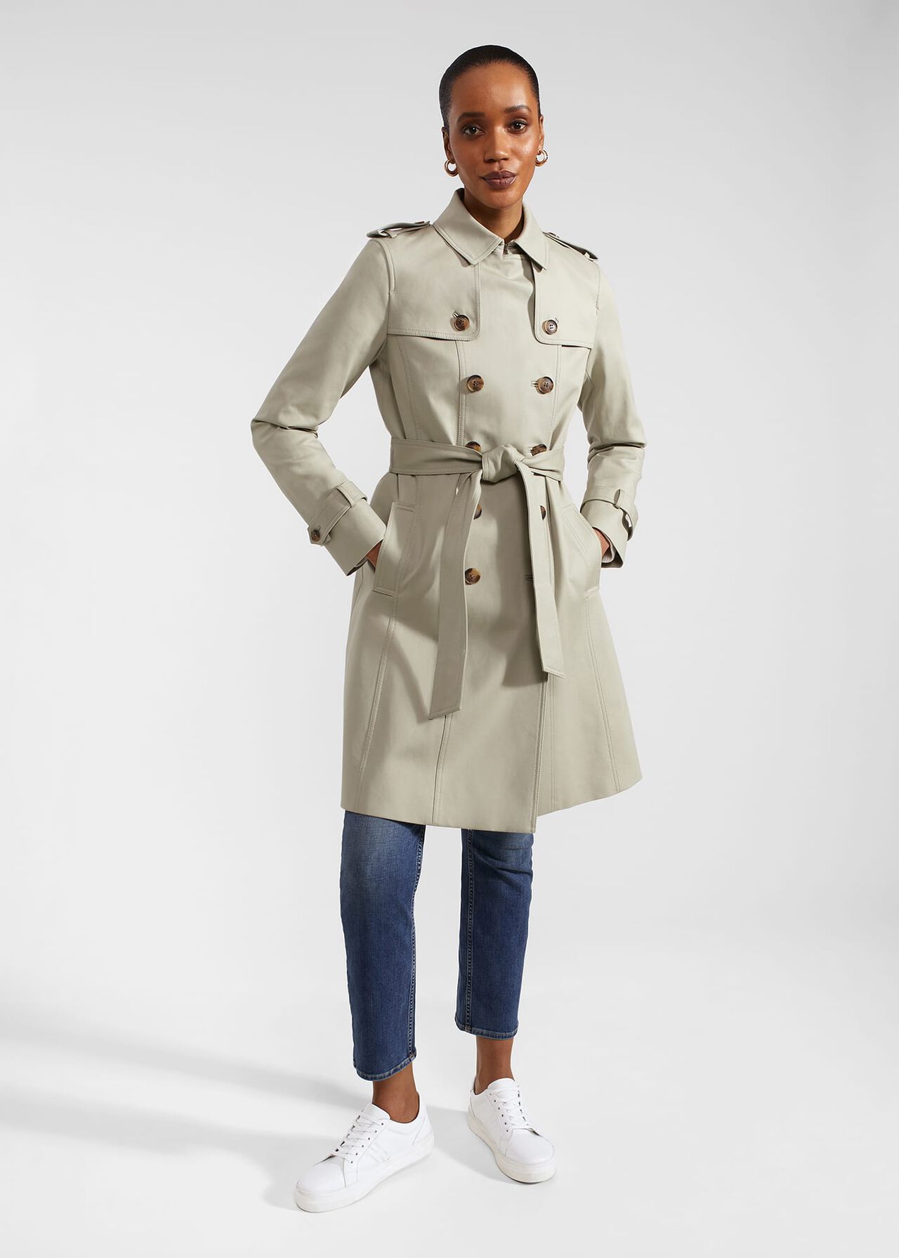 Petite Saskia Shower Resistant Trench Coat