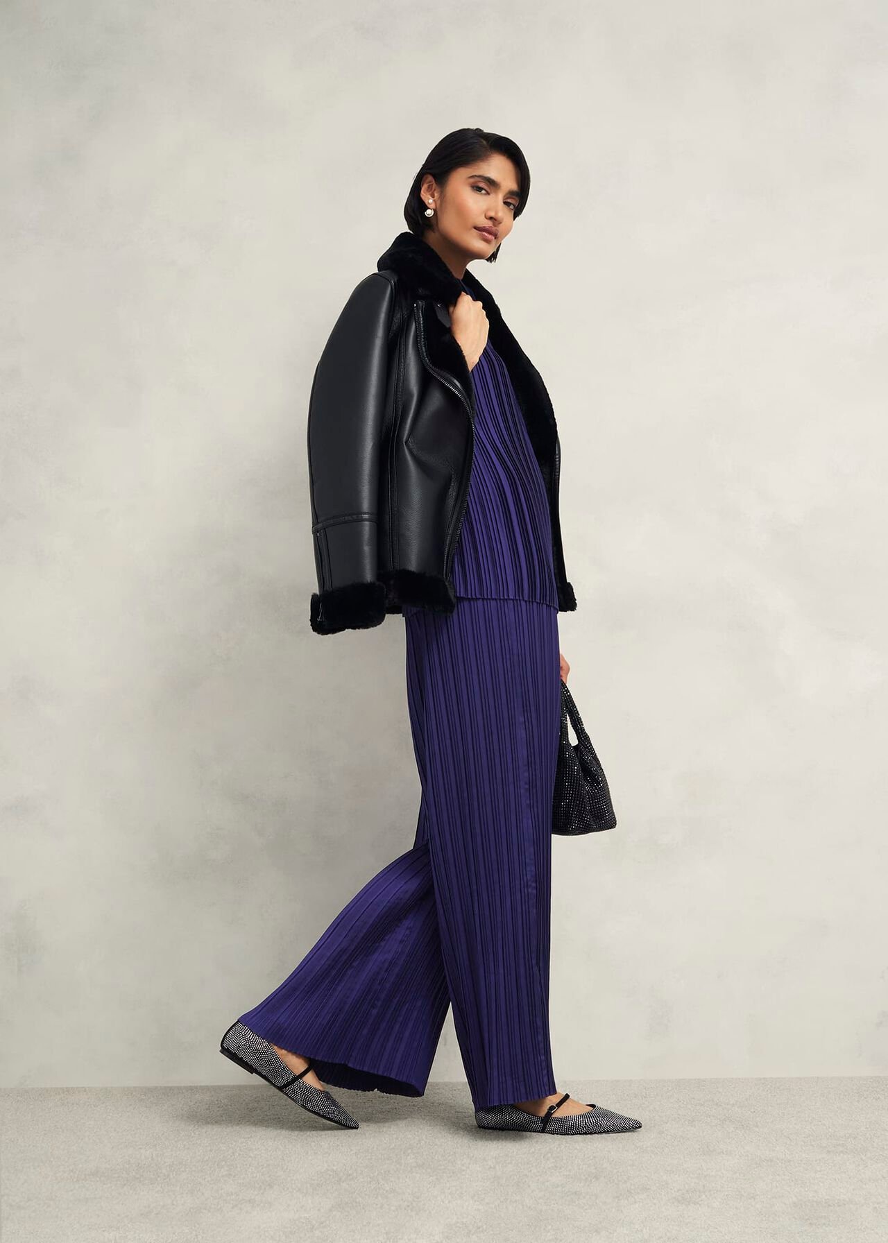 Orla Pleated Blouse, Rich Blue, hi-res