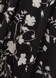 Indah Satin Floral Fit And Flare Dress, Black Cream, hi-res