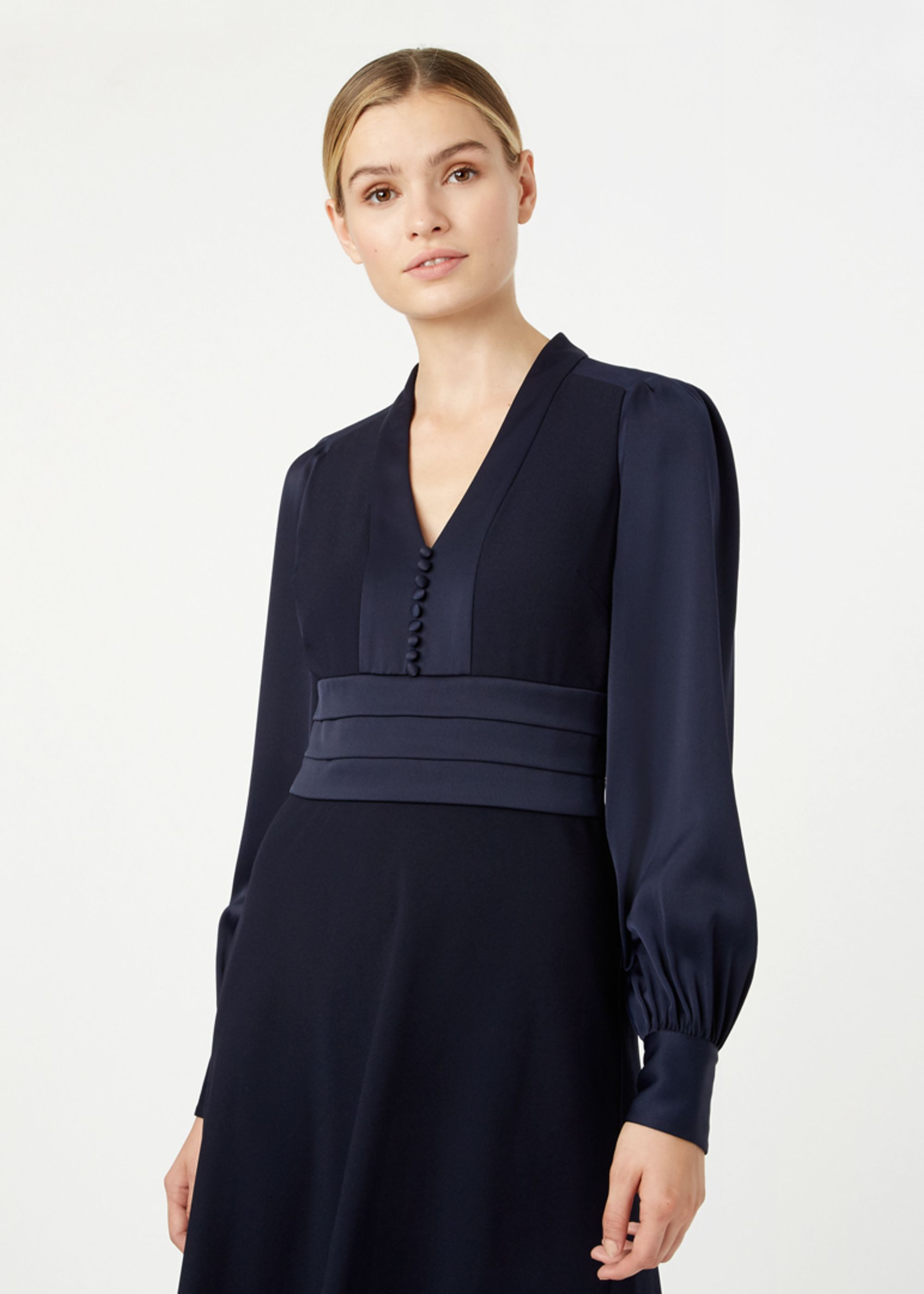 Hobbs Josephine Dress Midi Fit & Flare Long Sleeve | eBay
