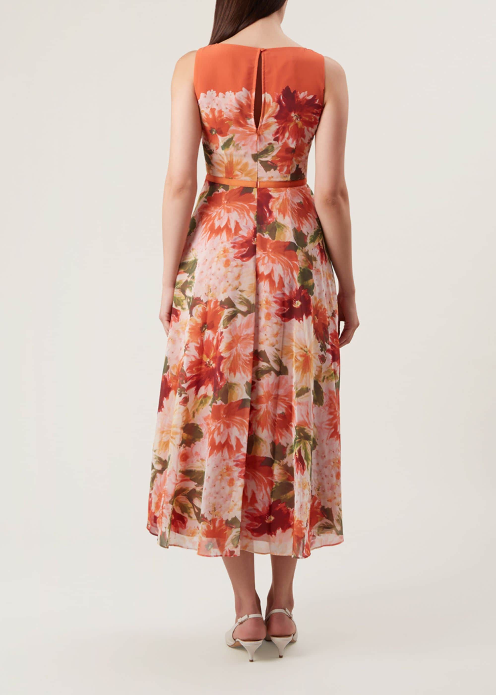 Hobbs Floral Carly Dress Midi Fit & Flare Dress Sleeveless | eBay
